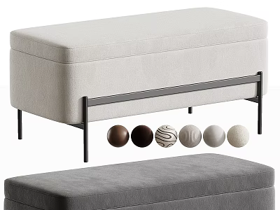 Modern Upholstered Shoe Bench With Metal Legs And Color Options 3d model
