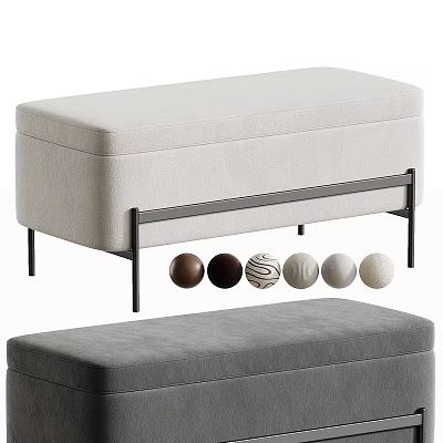 Modern Upholstered Shoe Bench With Metal Legs And Color Options 3d model