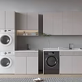 Modern Bathroom Cabinet with Washing Machine Dryer and Upper Storage Cabinets