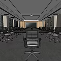 Modern Spacious Conference Room With Long Table Office Chairs And Large Screen 3d model