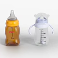 Ceramic Baby Bottles with Brown and White Designs Measurement Markings and Handle for Infant Feeding