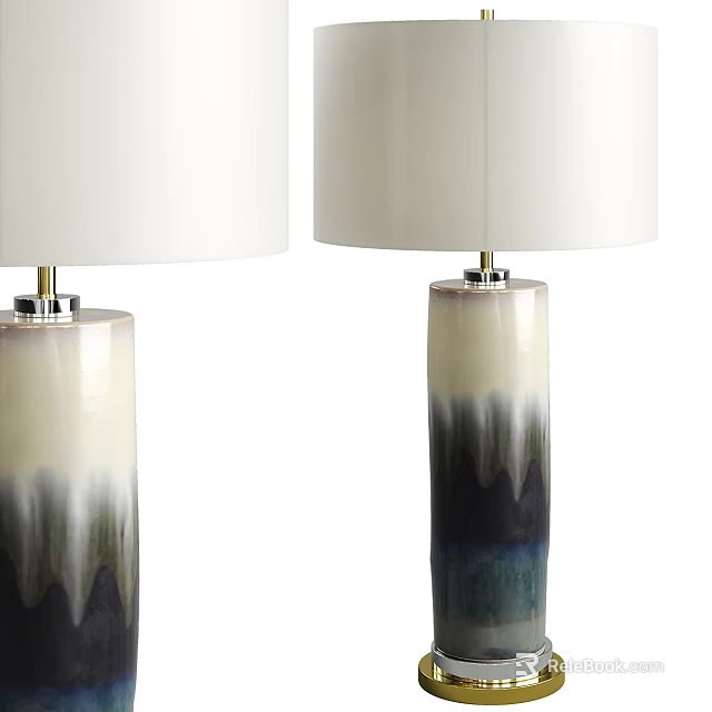 Stylish Ceramic Table Lamps With Gradient Color Base And White Lampshade 3d model