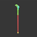 Ornate Walking Cane With Decorative Carved Handle And Metal Shaft