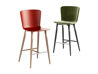 Simple Fashion Atmospheric Plastic Fabric Bar Chair Combination 3d model