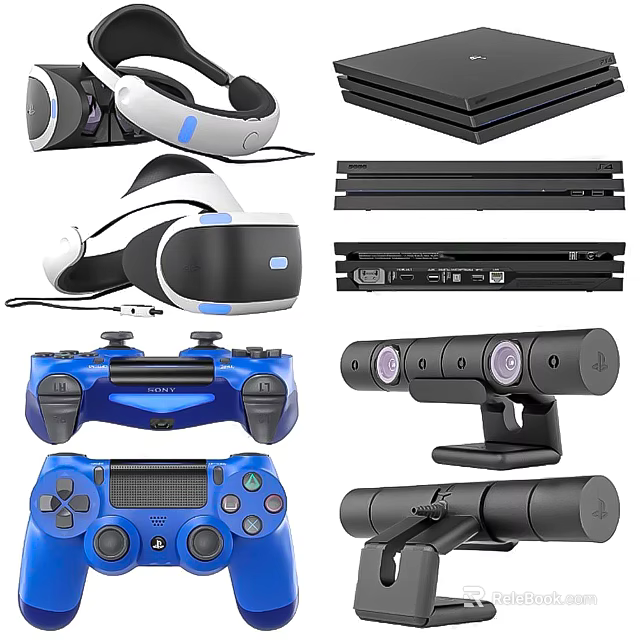 Essential Entertainment Electronics With VR Headset Gaming Consoles Controllers And Motion Cameras 3d model 