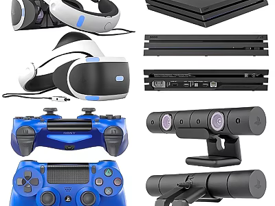 Essential Entertainment Electronics With VR Headset Gaming Consoles Controllers And Motion Cameras 3d model