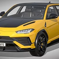 Yellow Lamborghini SUV With Black Roof And Sports Design UK License Plate