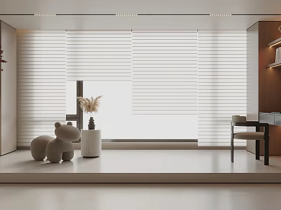 Modern Roman Blinds Enhancing Window Decor In Contemporary Living Room Interior 3d model