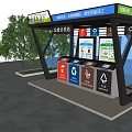 Smart Waste Classification Station With Colorful Bins And Digital Screens 3d model