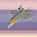 Military Fighter Jet with Camouflage Paint Twin Engines 44 Marked Wings Flying in Sky Background