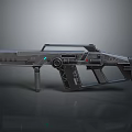 Futuristic Sci-Fi Weapon Design With Metallic Texture Blue Glowing Accents And Grip Handle