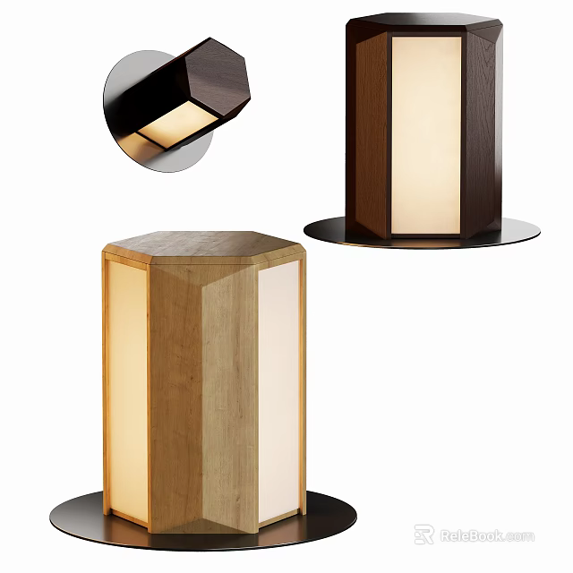 Modern Wooden Table Lamp With Hexagonal Design And Soft Ambient Lighting 3d model 