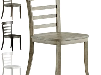 Modern Slat Back Wooden Dining Chairs Available In Black White And Natural Colors 3d model