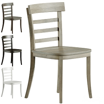 Pottery Barn New Chinese Style Solid Wood Dining Chair 3d model