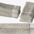 Soft Absorbent Gray Towels Stacked With Detailed Texture For Bathroom Use 3d model