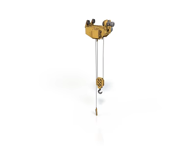 Yellow Industrial Electric Hoist Lifting Equipment With Hook And Steel Cable 3d model