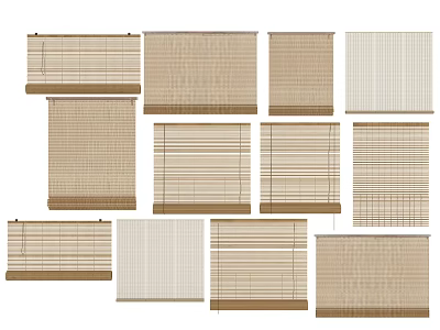 Various Styles Of Venetian Blinds With Different Materials And Neutral Color Options For Home Decor 3d model