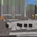 Aerial Planning of Construction Site with High Rise Buildings Cranes and Excavator