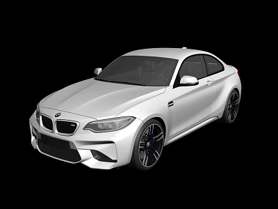 White BMW M2 Coupe with Sporty Body Design and Black Alloy Wheels 3d model