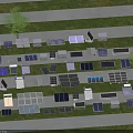 Various Solar Panels As Daily Electrical Appliances Arranged On Grassland With Trees