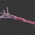 Industrial Mechanical Lifting Arm Equipment With Silver Frame Red Extension And End Hook