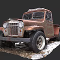 Rusty Vintage Truck With Snow And Dirt Surrounding Classic Vehicle