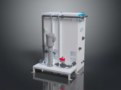 Modern Electrical Equipment Unit With Control Panel And Piping System 3d model