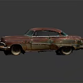 Rusted Vintage Classic Car with Old Retro Design and Weathered Exterior