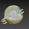 Colorful Biological Cell 3D Model with Nucleus Mitochondria Organelles and Internal Structure