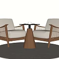 New Chinese Style Casual Table and Chair Combination Coffee Table and Chair Combination Negotiation Table and Chair Combination Small Round Table Leisure Chair 3d model