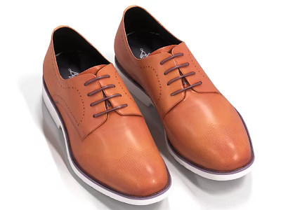 Brown Leather Lace Up Dress Shoes With White Sole And Classic Design 3d model