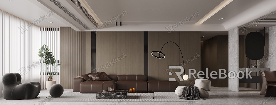 Guest dining room combination sofa floor lamp living room Italian living room TV background wall black and white gray leisure chair F711 model