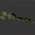 Layered Rock Structure Covered With Green Moss And Small Plants 3d model