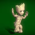 Baby Groot Movie Character Cute Tree Figure With Open Arms And Green Background
