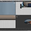 TOON Branded Dark Blue Airship With Orange Accents And Landing Gear