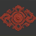 Intricate Red Plant Vine Decorative Pattern With Curled Floral Details