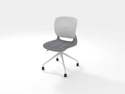Modern Minimalist Office Chair With Gray Fabric Seat Perforated Backrest And Swivel Wheels 3d model