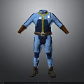 Blue Costume Design With Yellow Trim Brown Gloves Boots And Belt