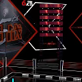 Esports Competition Stage Design With Red Black Lighting And Arena Seats