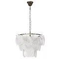 Modern White Scalloped Glass Chandelier With Metal Chain Hanging Lighting Fixture