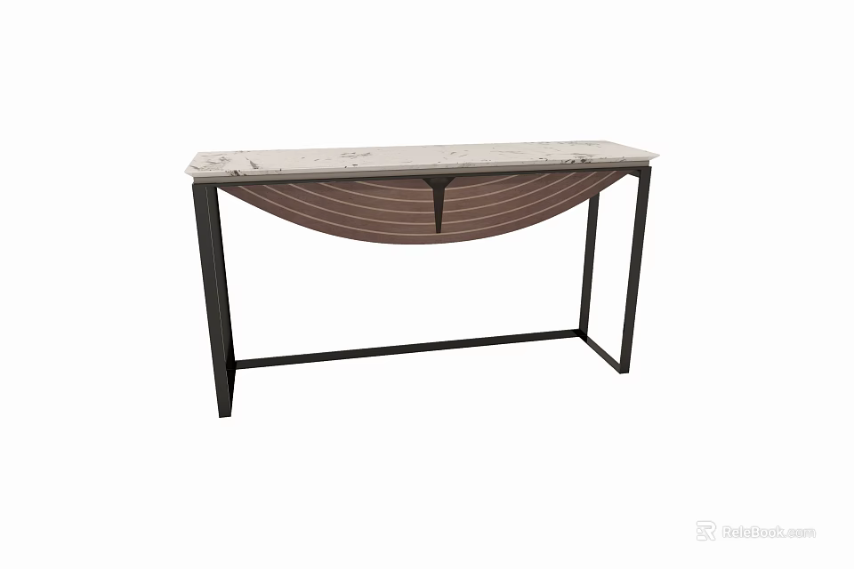 Modern Console Table With Marble Top And Black Metal Frame Design Elements 3d model 