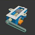 Industrial Blue Mechanical Device With Metal Base Spring And Control Knob