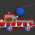 Colorful Toy Vehicle With Red White Blue Striped Design Blue Sphere And Antennas On Top