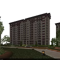 Modern Residential Building Exterior With Multiple Floors Large Windows Surrounded By Greenery Trees And Lawn