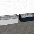 Two Freezers White and Dark Blue in Indoor Space with Light-Colored Walls Gray Floor Tiles