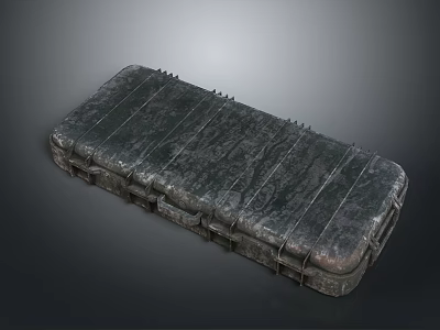 Sturdy Black Long Rectangular Weapon Case With Metal Rivets And Straps 3d model