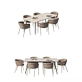 Modern Dining Table Set With Six Minimalist Chairs And Contemporary Design Elements 3d model