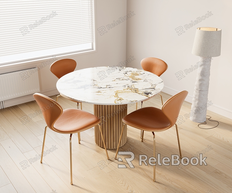 Modern Dining Table and Chair Floor Lamp model