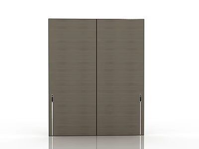 Dark Wood Grain Wardrobe Doors With Double Panel Sleek Modern Design And Metal Handles 3d model