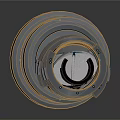 3D Rendered Mechanical Equipment Component with Stacked Black Rings and Silver Central Shaft